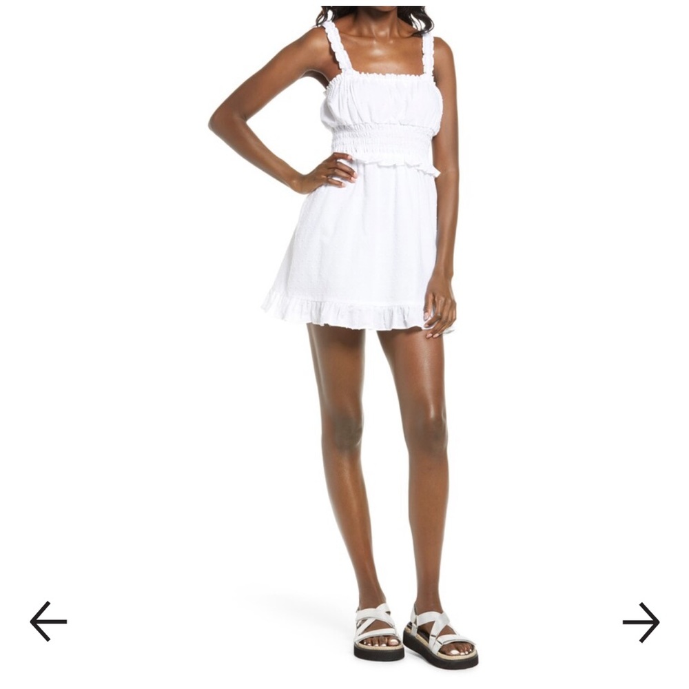 BP Swiss Dot Ruffle Cotton Sundress